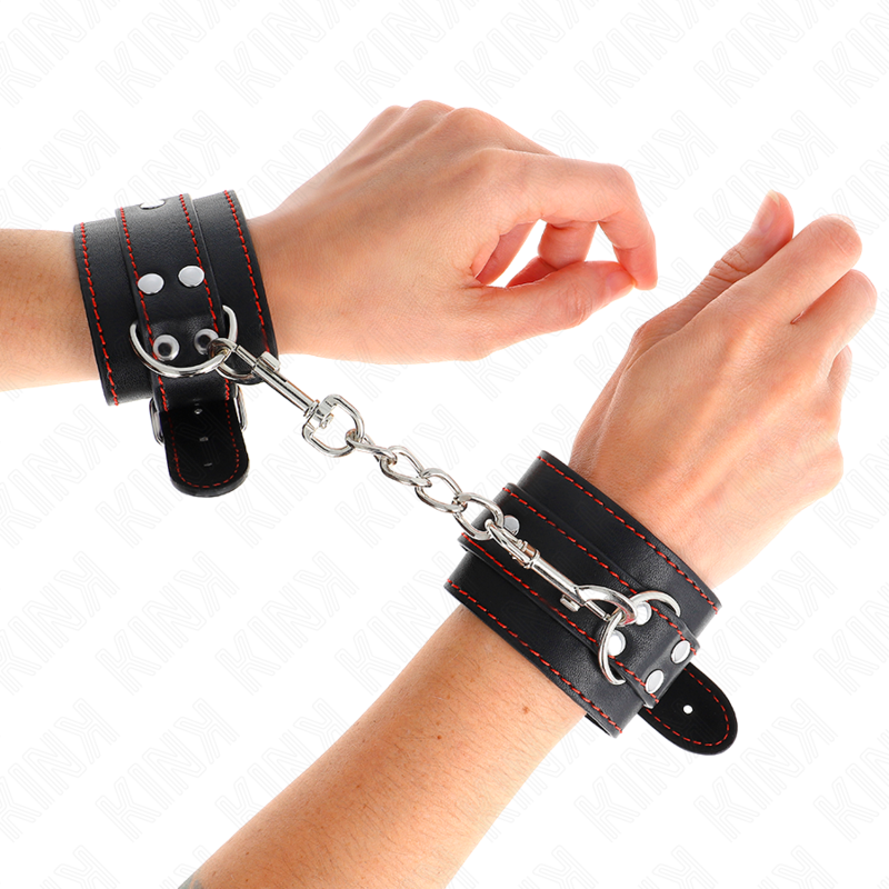 Manette BDSM Kink Wrist Restraint — Regolabile, Fodera Rossa