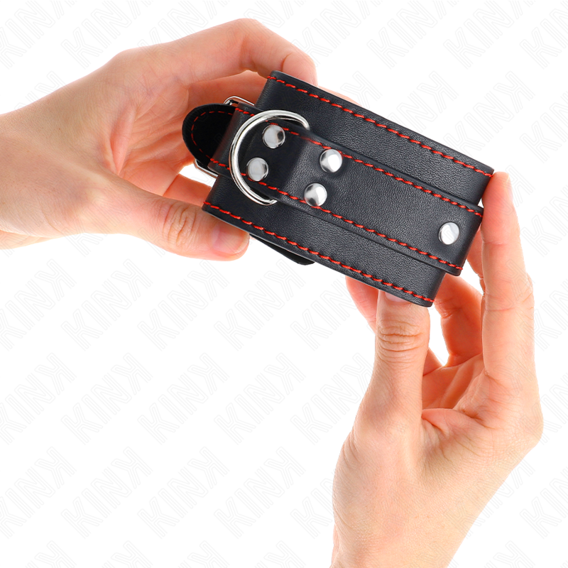 Manette BDSM Kink Wrist Restraint — Regolabile, Fodera Rossa