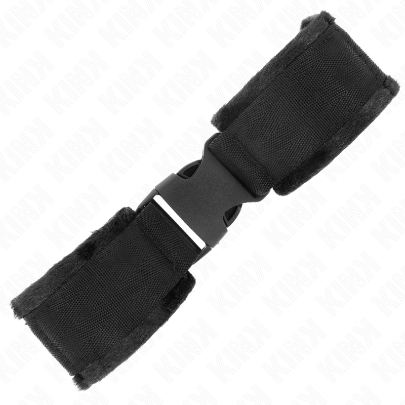 Manette BDSM Nylon Kink Hook&Loop — Regolabile, Rosso-Nero
