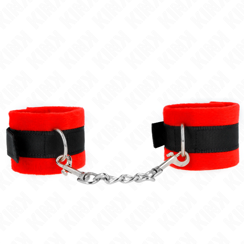Manette BDSM in Pelliccia Kink — Polsini Principianti, Nero-Rosso