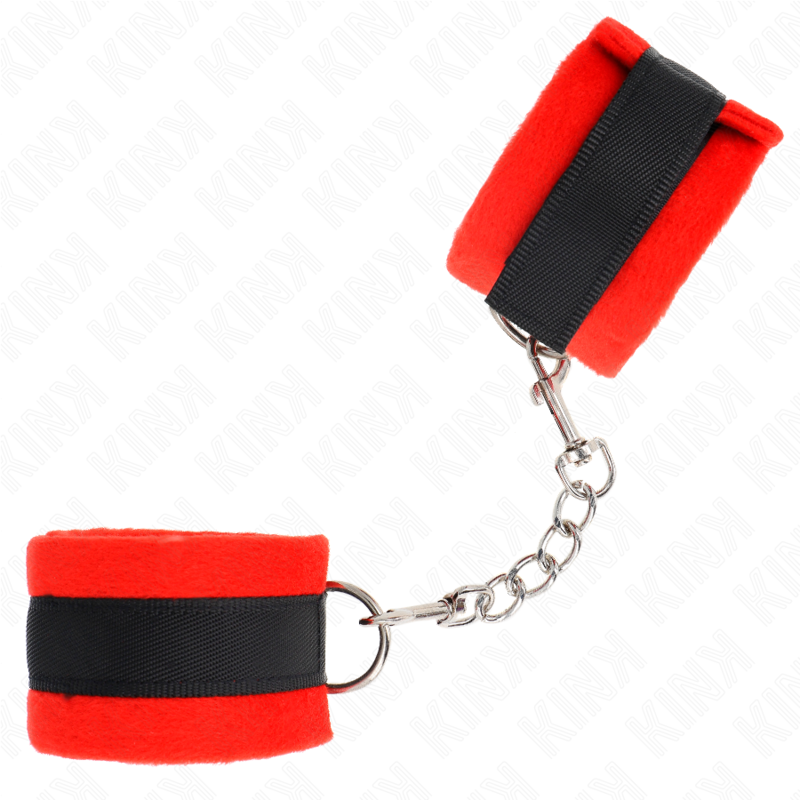 Manette BDSM in Pelliccia Kink — Polsini Principianti, Nero-Rosso