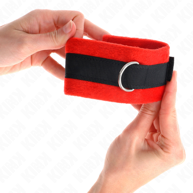 Manette BDSM in Pelliccia Kink — Polsini Principianti, Nero-Rosso