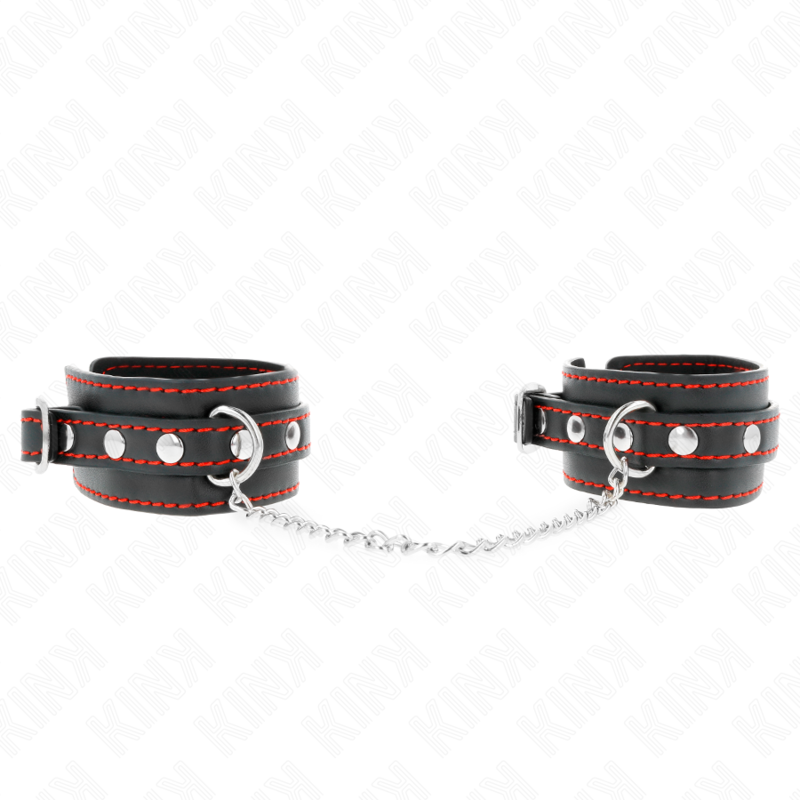 Manette BDSM da Polso Kink — Regolabili 14-24 cm, Nera/Rossa
