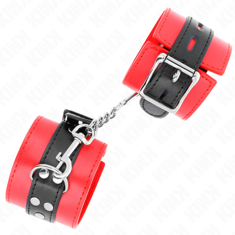Manette BDSM Polsiere Kink — Regolabili, Rosso e Nero