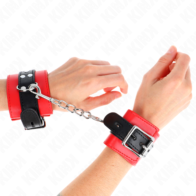 Manette BDSM Polsiere Kink — Regolabili, Rosso e Nero