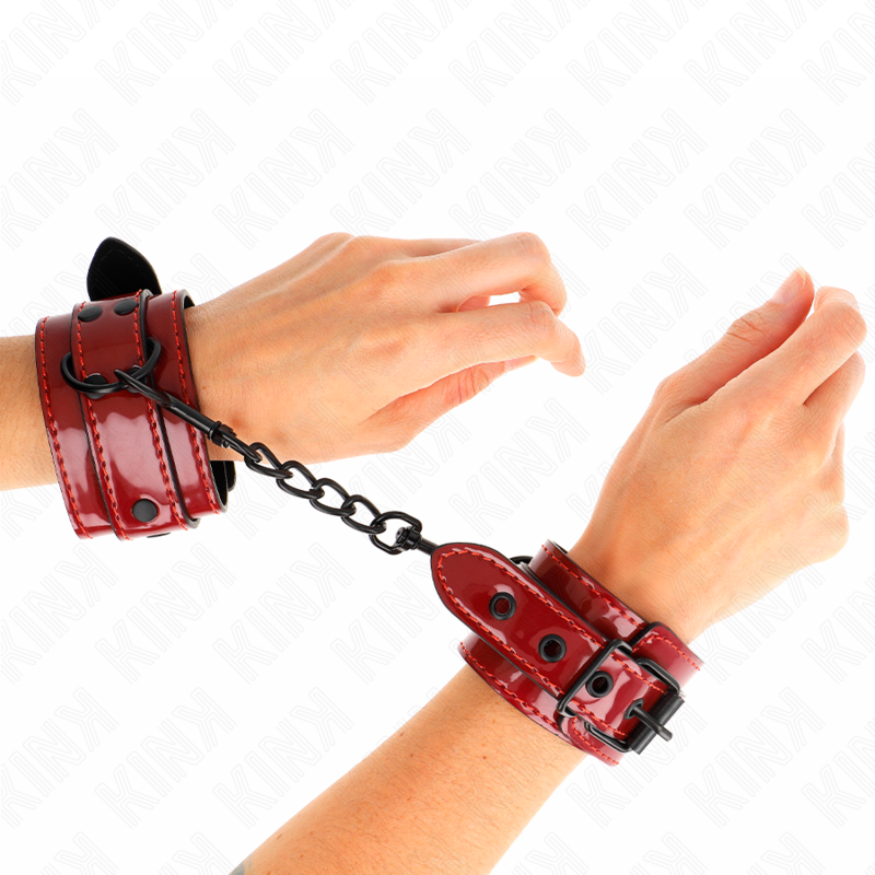 Polsini Bondage BDSM Kink Wrist Restraint — Rosso Scuro 23 cm