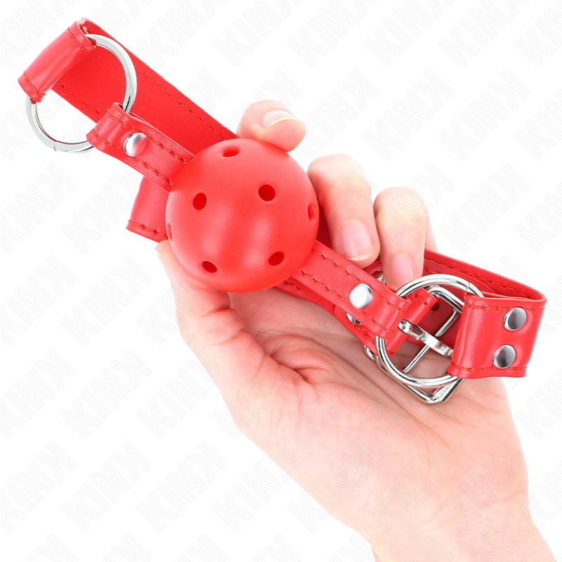 Ball Gag BDSM con Cavo Kink — Rosso, 62 cm