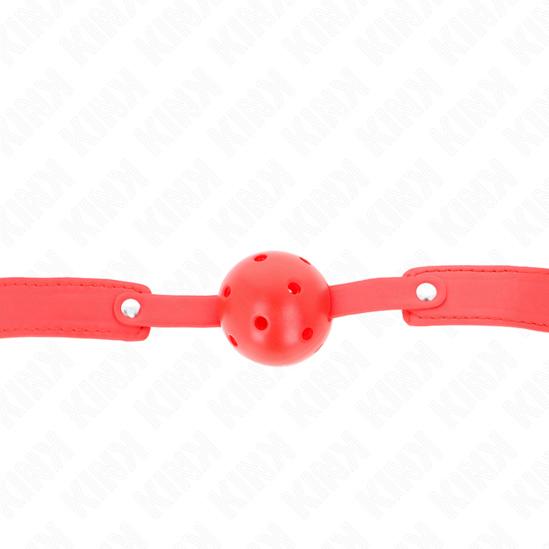 Bavaglio a Sfera BDSM Kink — Palla Rossa 4,5 cm, Cinturino 65 cm