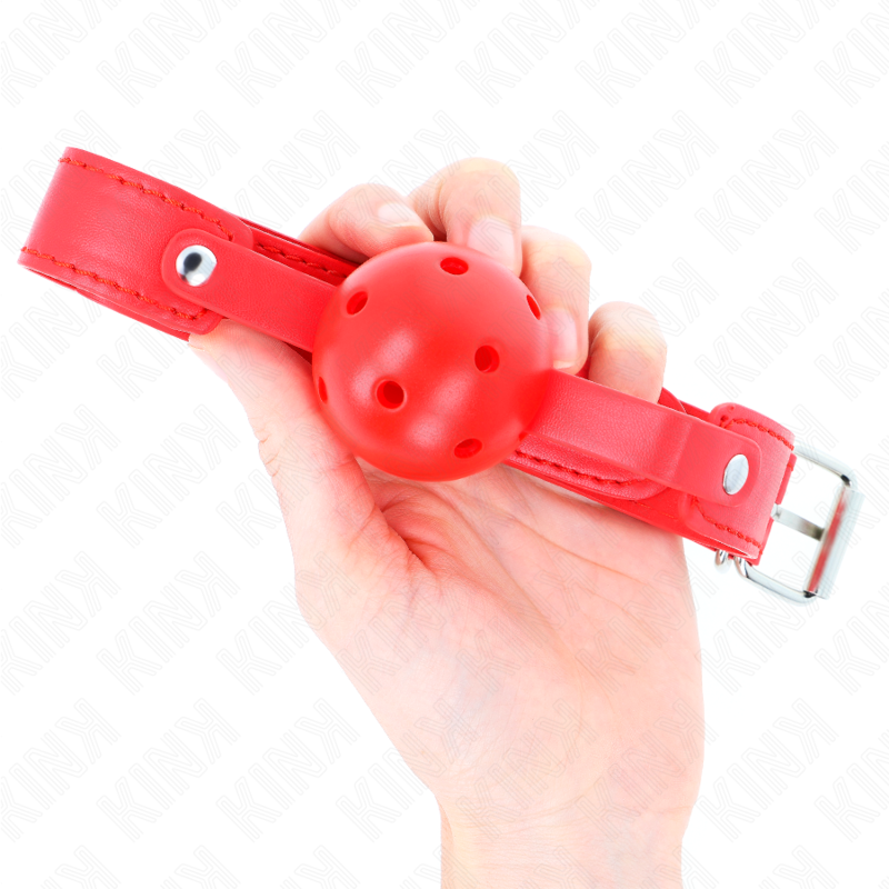Bavaglio a Sfera BDSM Kink — Palla Rossa 4,5 cm, Cinturino 65 cm