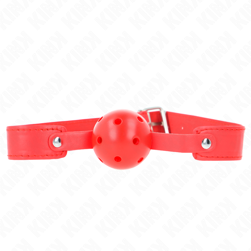 Bavaglio a Sfera BDSM Kink — Palla Rossa 4,5 cm, Cinturino 65 cm