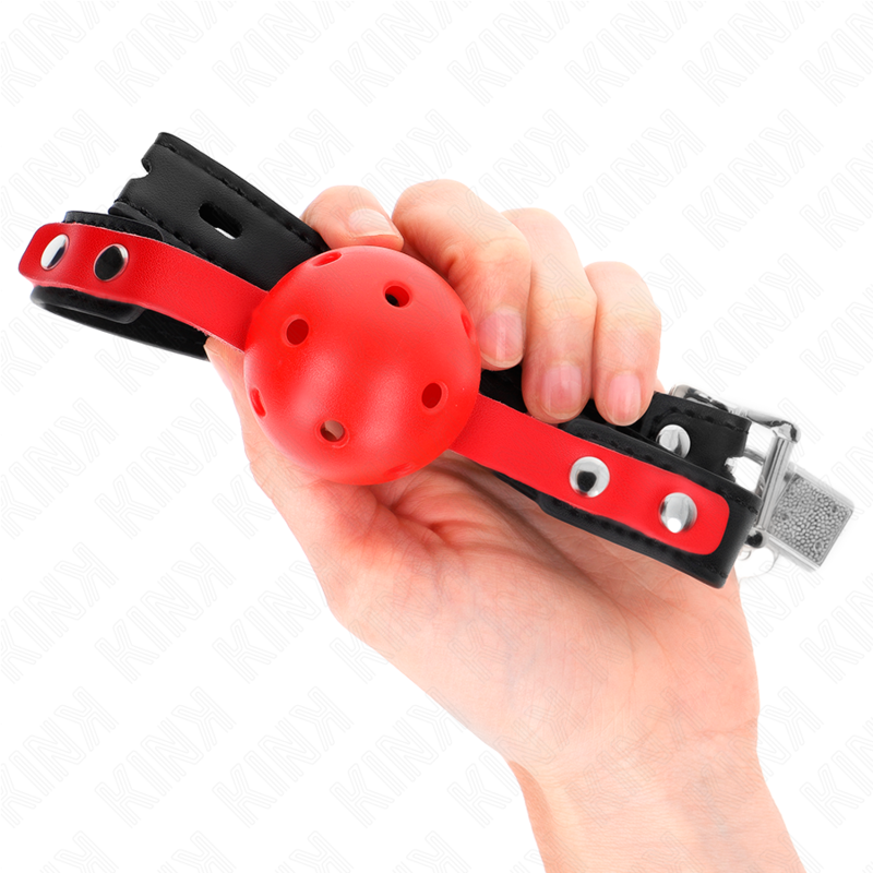 Gag Ball BDSM Kink — Sfera Rossa 4 cm, Cinturino Nero