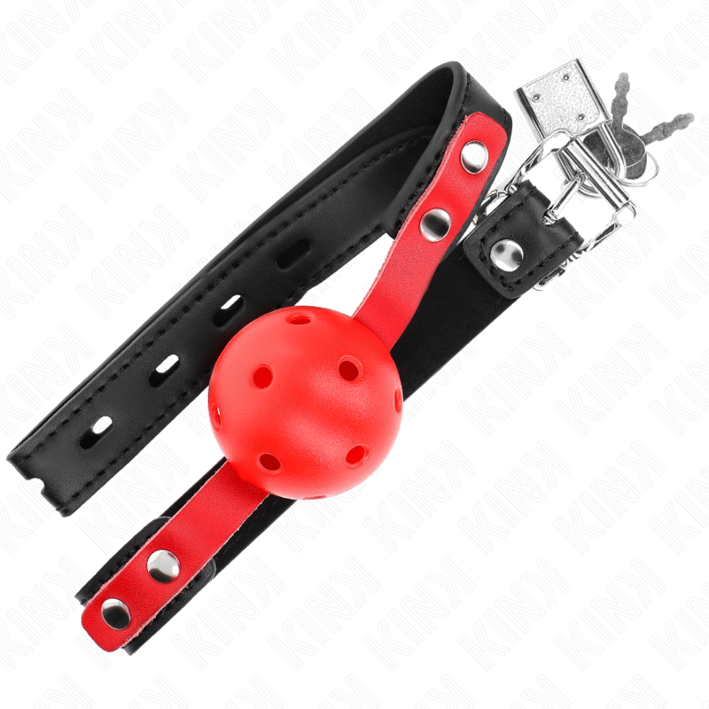 Gag Ball BDSM Kink — Sfera Rossa 4 cm, Cinturino Nero