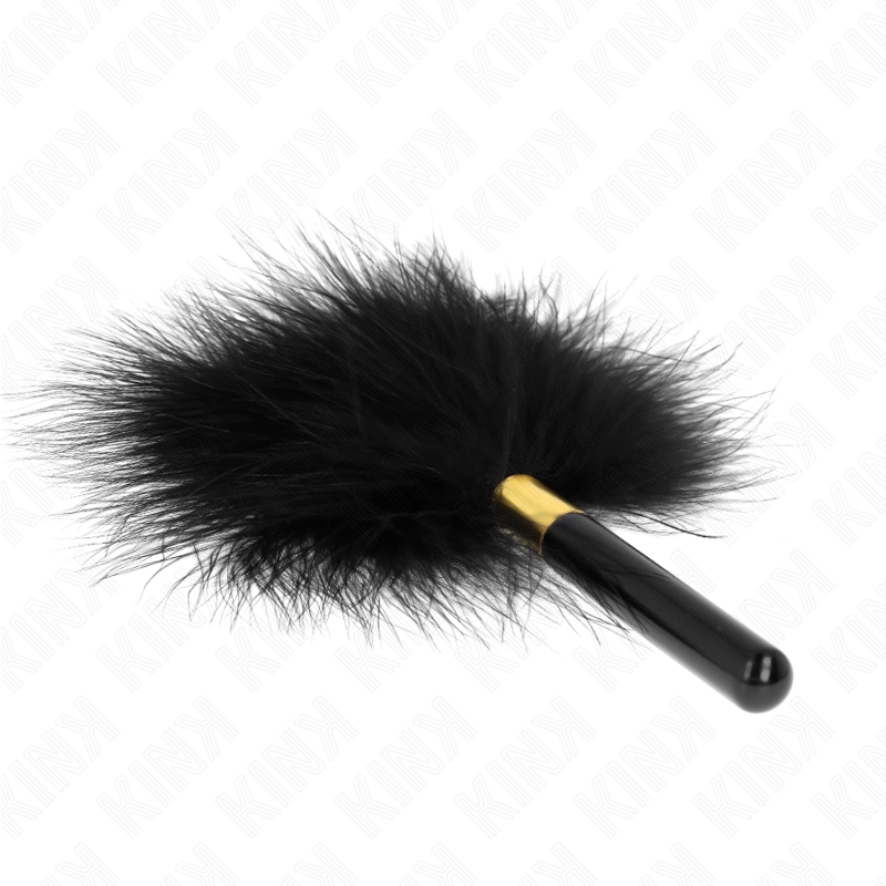 Piuma Solletico BDSM Kink — Manico Metallico, Nero/Oro