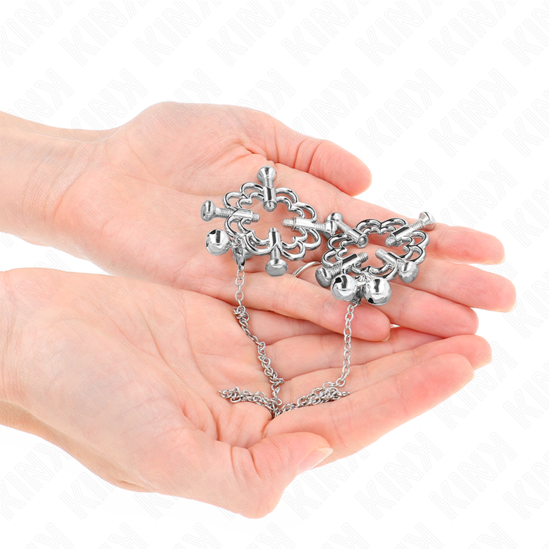 Pinze per Capezzoli a Fiore con Catena Kink — Metallo