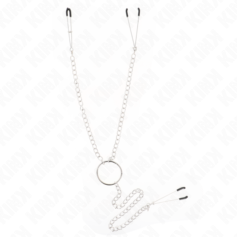 Pinze Capezzoli e Clitoride con Catena Kink — Tripla Stimolazione