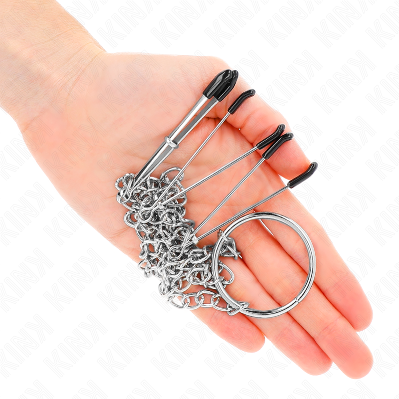 Pinze Capezzoli e Clitoride con Catena Kink — Tripla Stimolazione