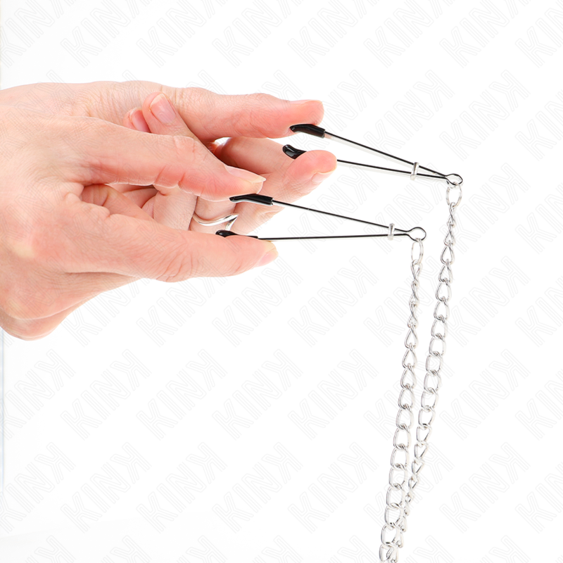 Pinze Capezzoli e Clitoride con Catena Kink — Tripla Stimolazione