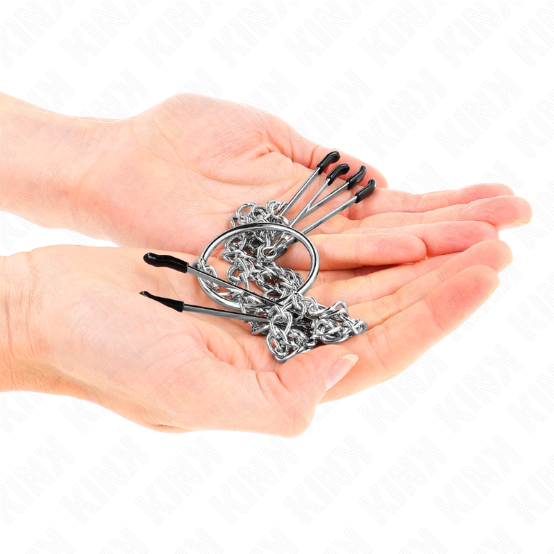 Pinze Capezzoli e Clitoride con Catena Kink — Tripla Stimolazione
