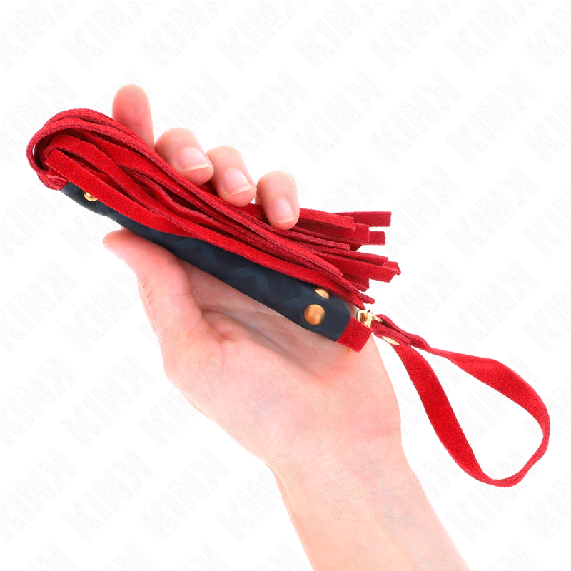 Frusta BDSM in Camoscio Kink Impact & Touch — 30 cm, Rossa