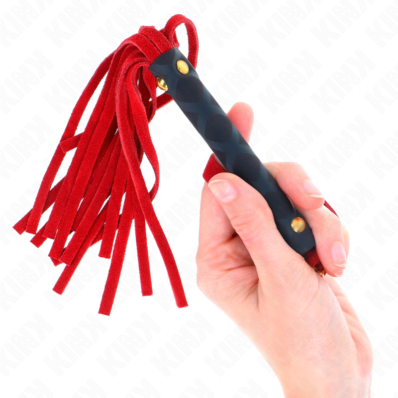 Frusta BDSM in Camoscio Kink Impact & Touch — 30 cm, Rossa