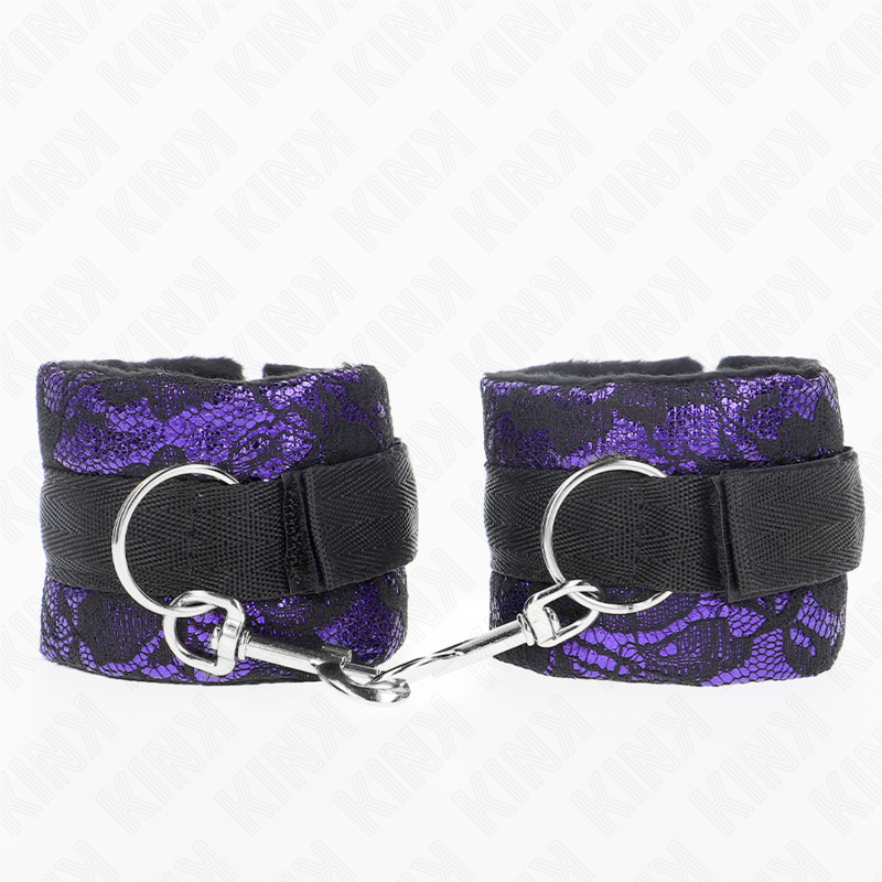 Manette BDSM in Velluto e Pizzo Kink — Viola/Nero, 23 cm