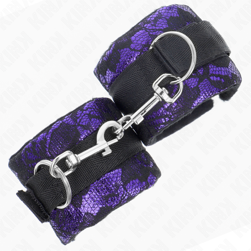 Manette BDSM in Velluto e Pizzo Kink — Viola/Nero, 23 cm