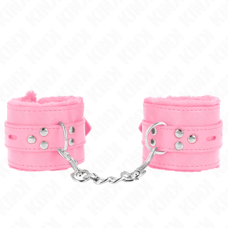 Manette BDSM Imbottite in Pelliccia Kink — Rosa, Regolabili