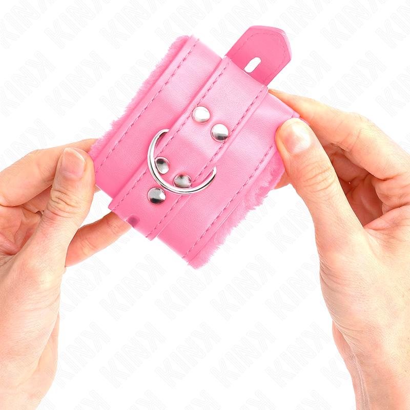 Manette BDSM Imbottite in Pelliccia Kink — Rosa, Regolabili