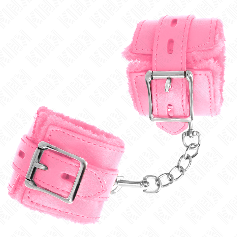 Manette BDSM Imbottite in Pelliccia Kink — Rosa, Regolabili