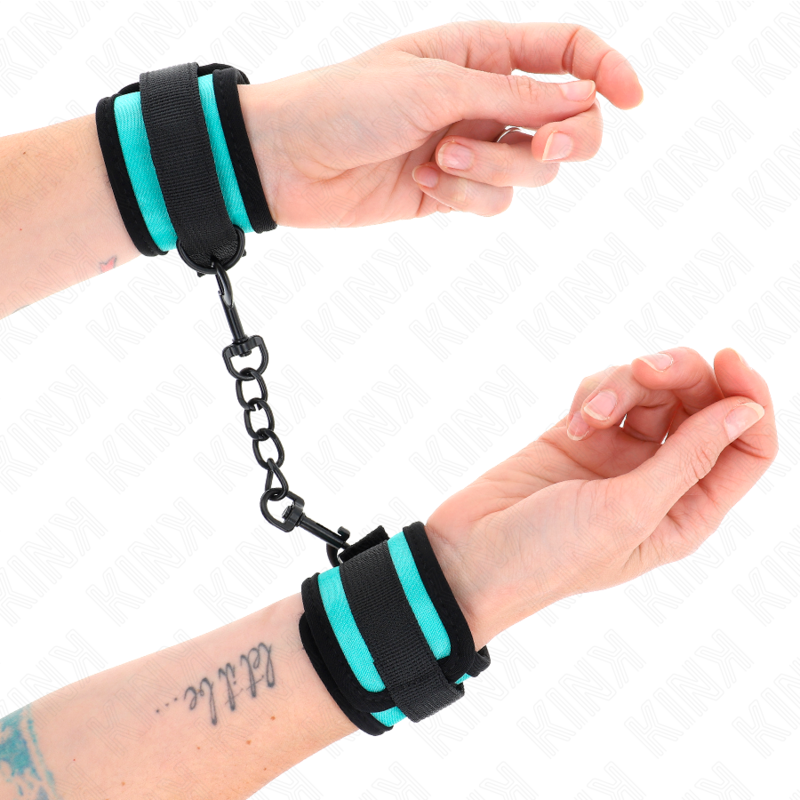 Manette BDSM in Nylon Kink Wrist — Regolabili, Nero-Blu
