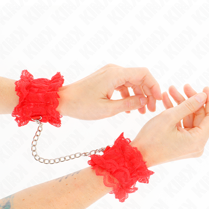 Manette BDSM in Pizzo Kink Wrist Restraint — Elastico Rosso