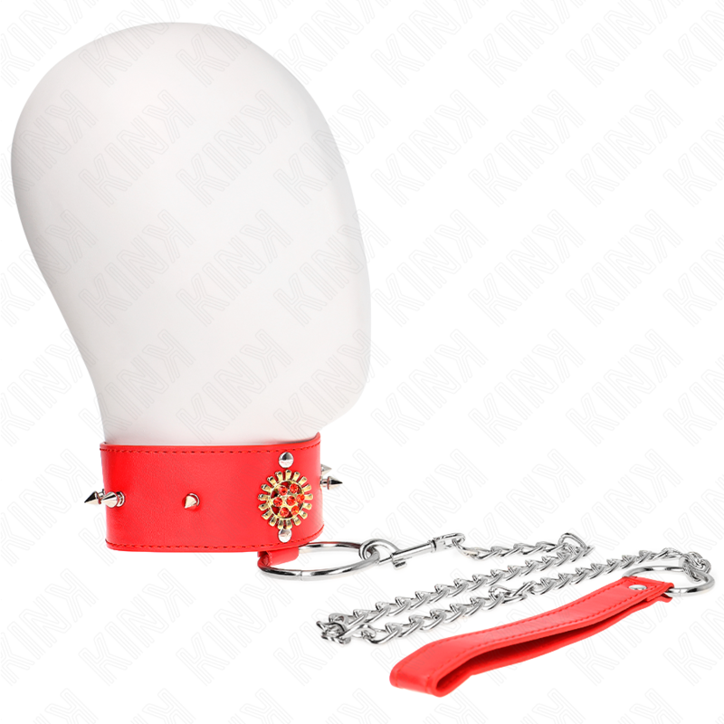 Collare BDSM con Cintura Kink — Regolabile, Diamanti Rossi