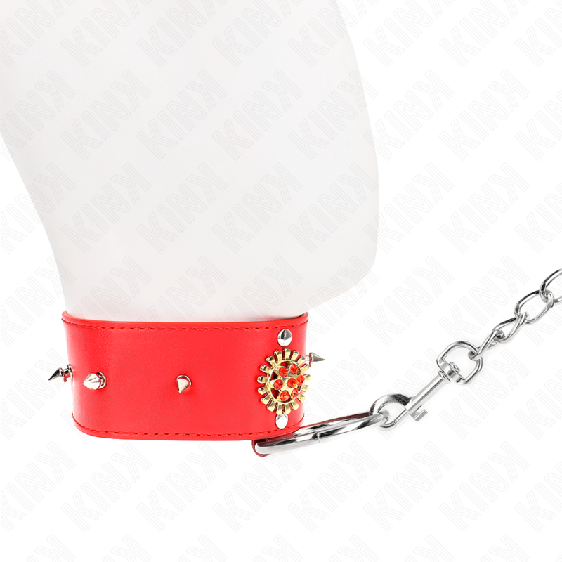 Collare BDSM con Cintura Kink — Regolabile, Diamanti Rossi