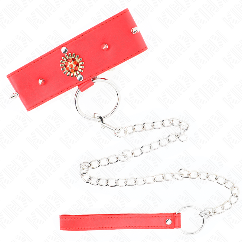 Collare BDSM con Cintura Kink — Regolabile, Diamanti Rossi