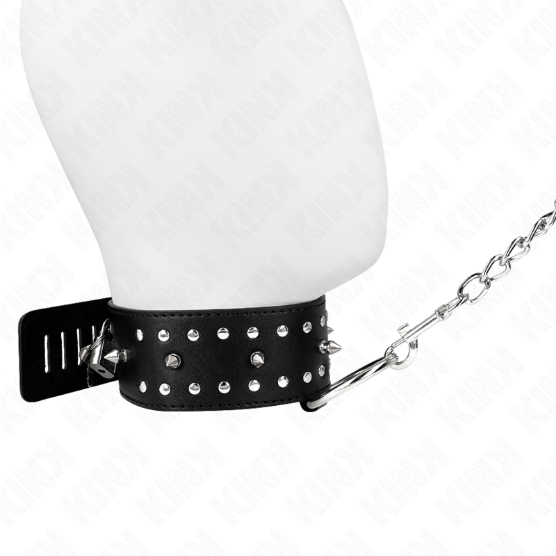 Collare BDSM con Guinzaglio Kink — Borchie Argento, Regolabile