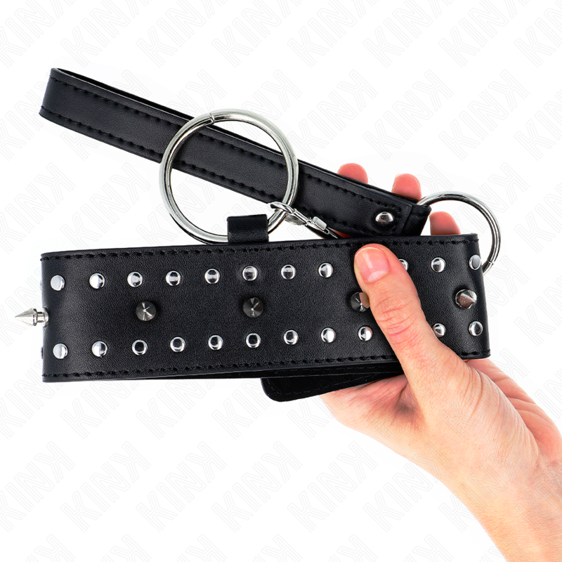 Collare BDSM con Guinzaglio Kink — Borchie Argento, Regolabile