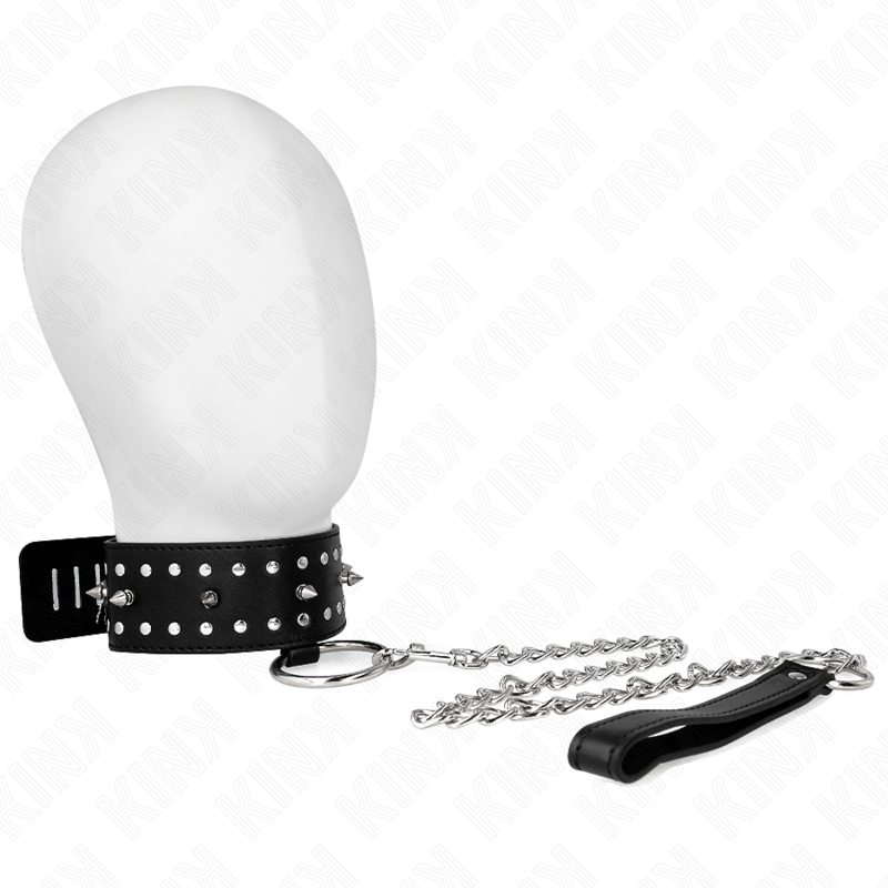 Collare BDSM con Guinzaglio Kink — Borchie Argento, Regolabile
