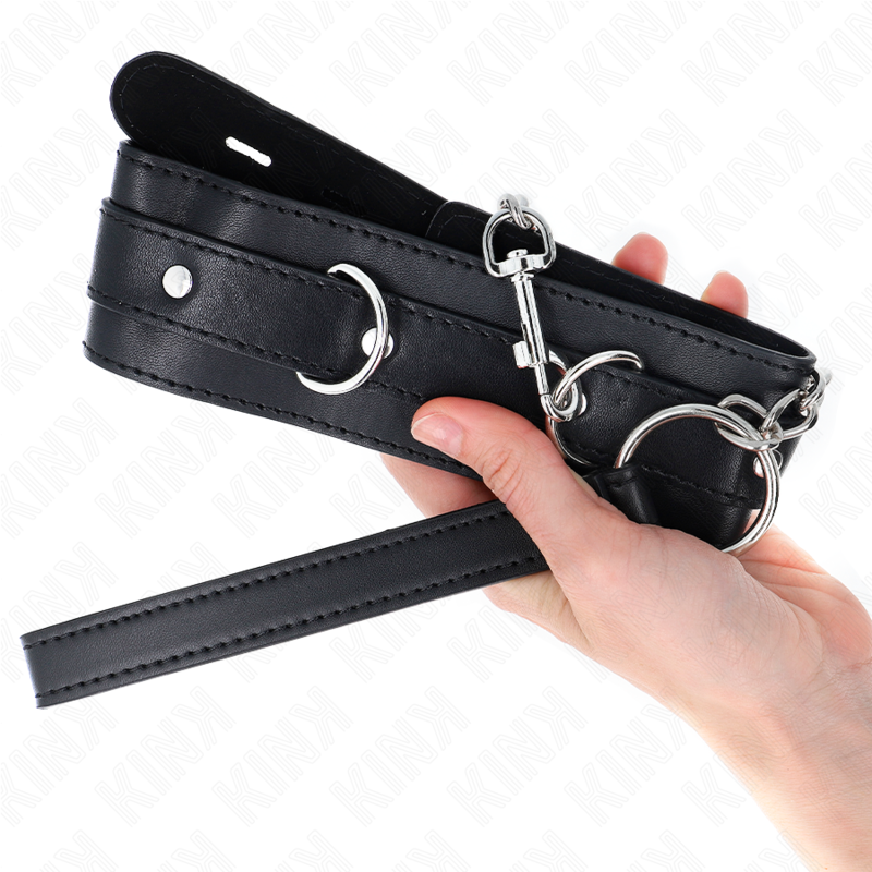 Collare BDSM con Cintura Kink — Nero, 65 cm