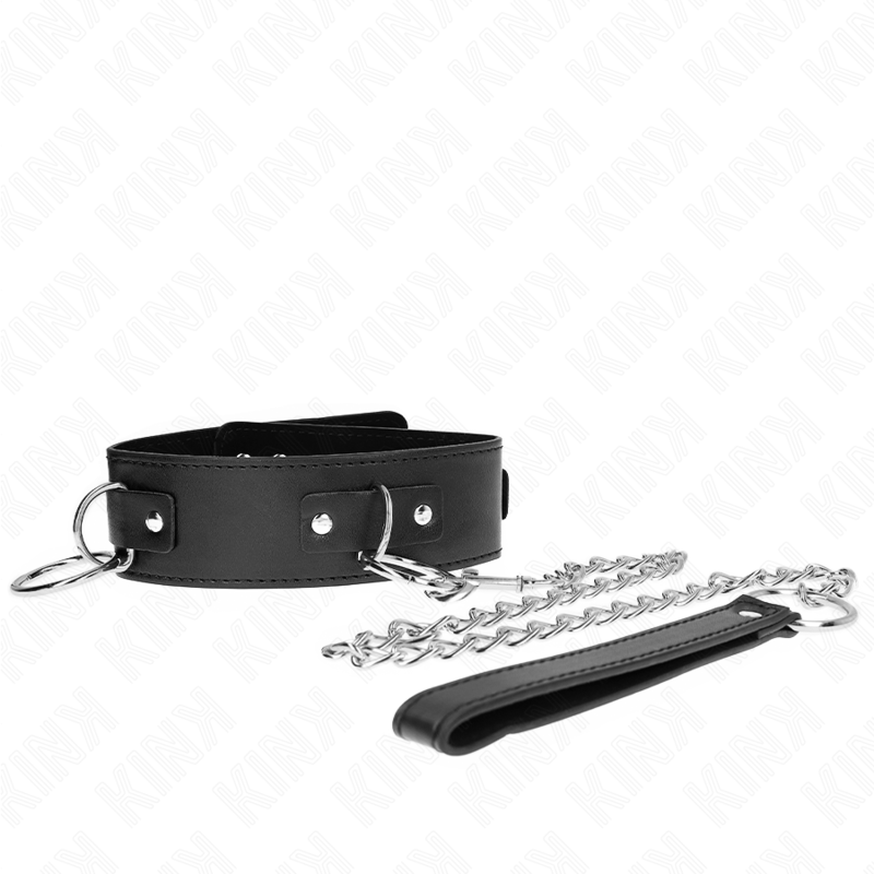 Collare BDSM con Guinzaglio Kink — Regolabile, 3 Anelli
