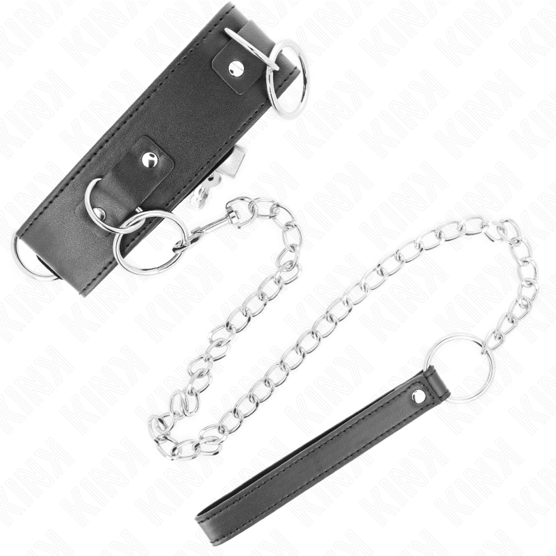 Collare BDSM con Guinzaglio Kink — Regolabile, 3 Anelli