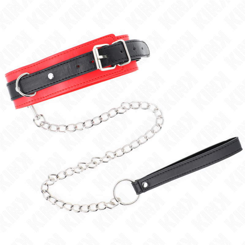 Collare BDSM con Guinzaglio Kink Base — Rosso 53 cm