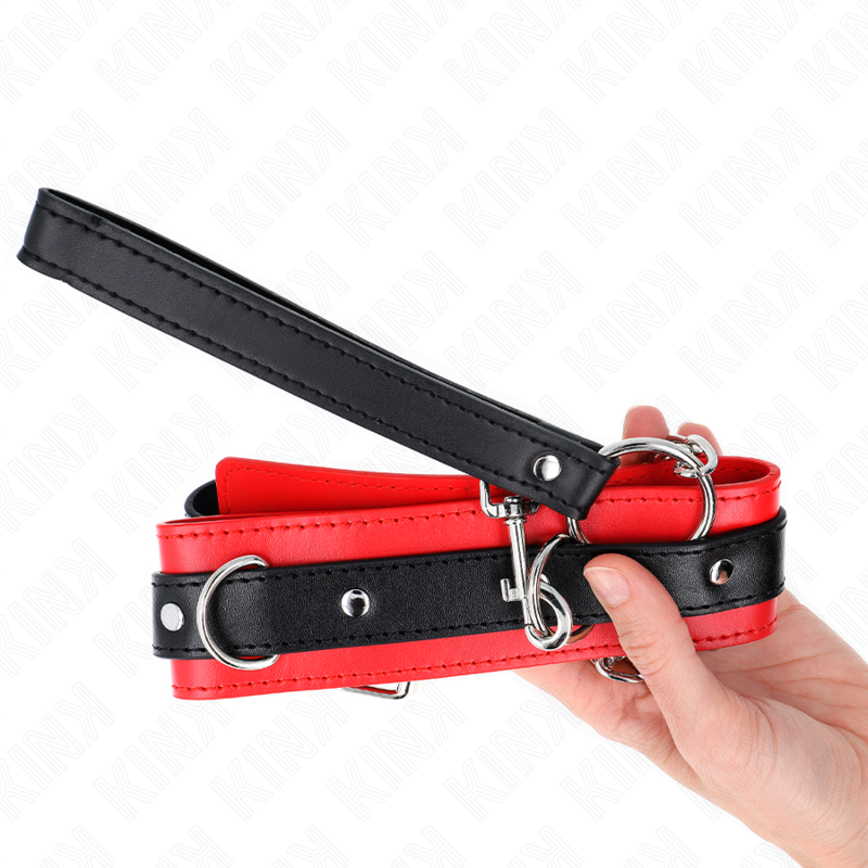 Collare BDSM con Guinzaglio Kink Base — Rosso 53 cm