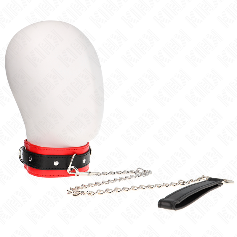 Collare BDSM con Guinzaglio Kink Base — Rosso 53 cm