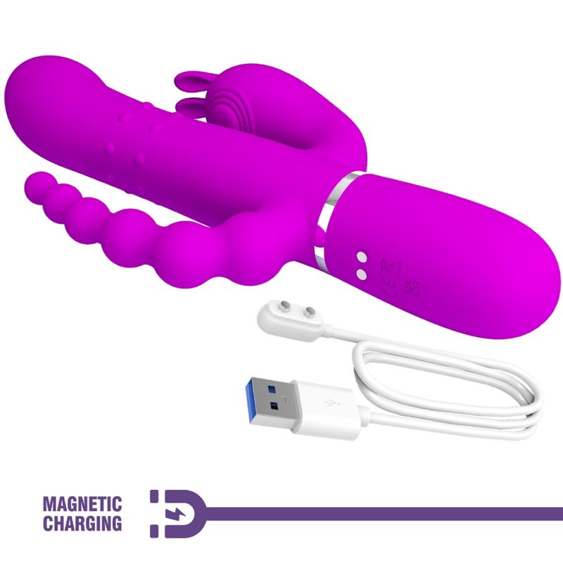 Vibratore Rabbit Triplo Pretty Love Cammy — 4 in 1, Rosa