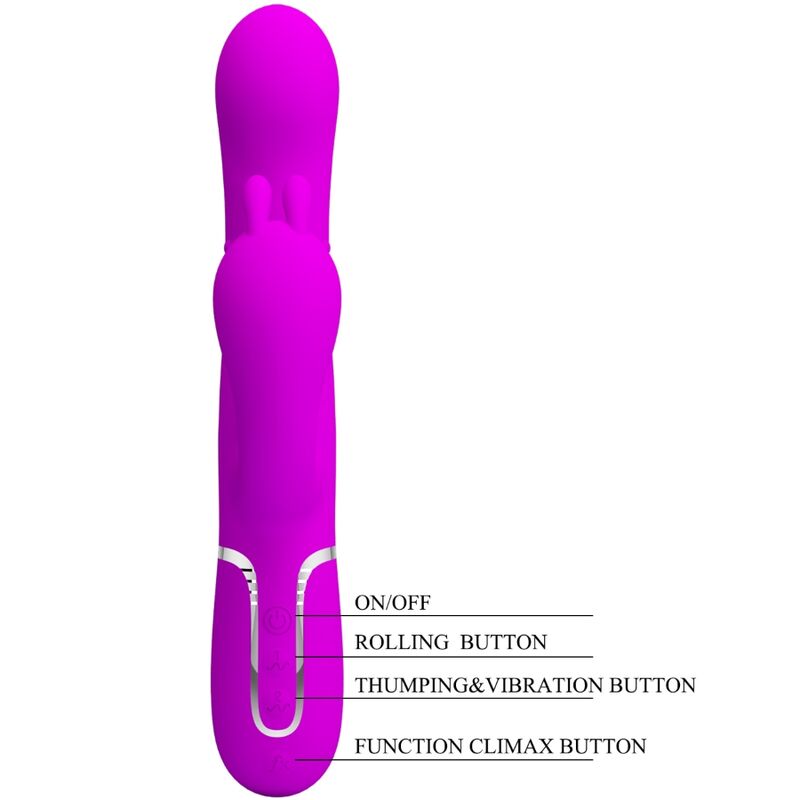 Vibratore Rabbit Triplo Pretty Love Cammy — 4 in 1, Rosa