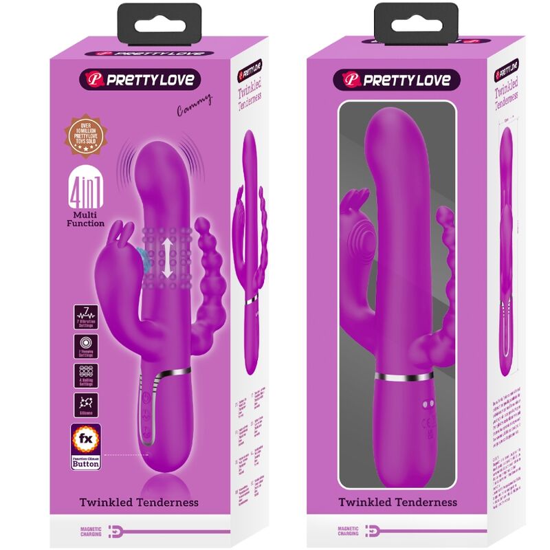 Vibratore Rabbit Triplo Pretty Love Cammy — 4 in 1, Rosa