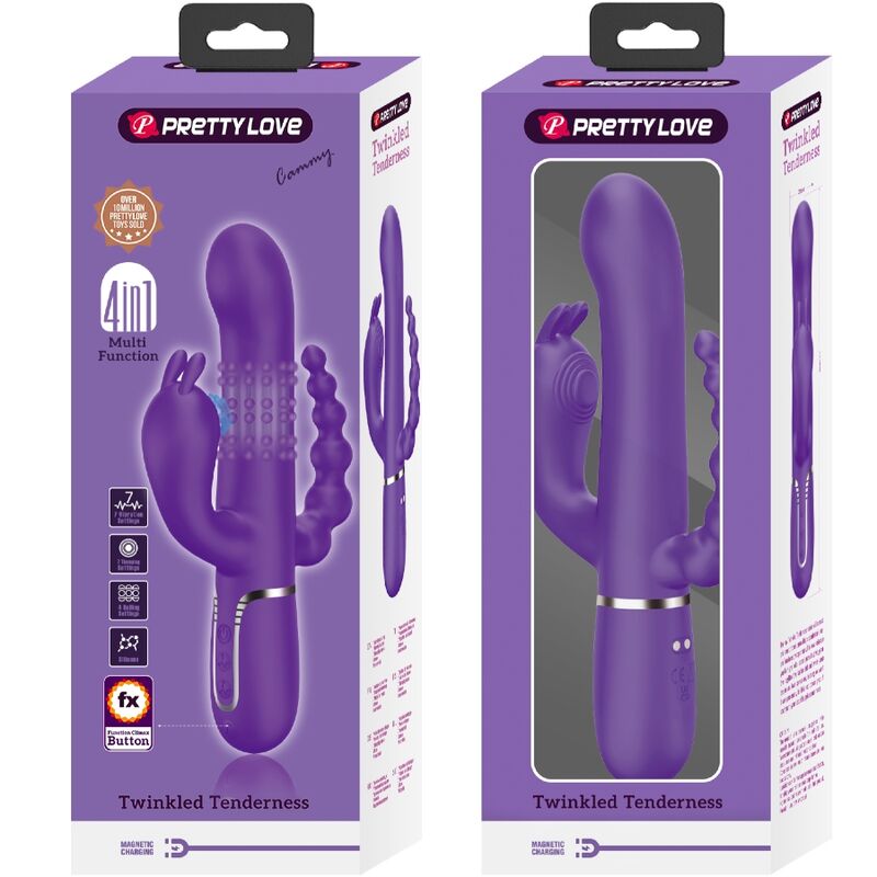 Vibratore Rabbit Triplo Pretty Love Cammy — 4 in 1, Viola