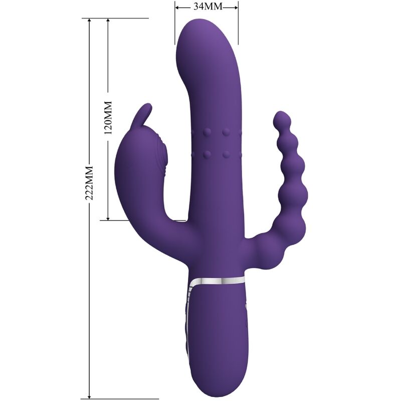 Vibratore Rabbit Triplo Pretty Love Cammy — 4 in 1, Viola