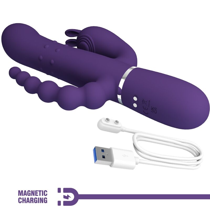 Vibratore Rabbit Triplo Pretty Love Cammy — 4 in 1, Viola