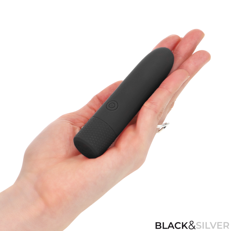 Uovo Vibrante USB Black&Silver Geri — 8 Vibrazioni, 10 cm